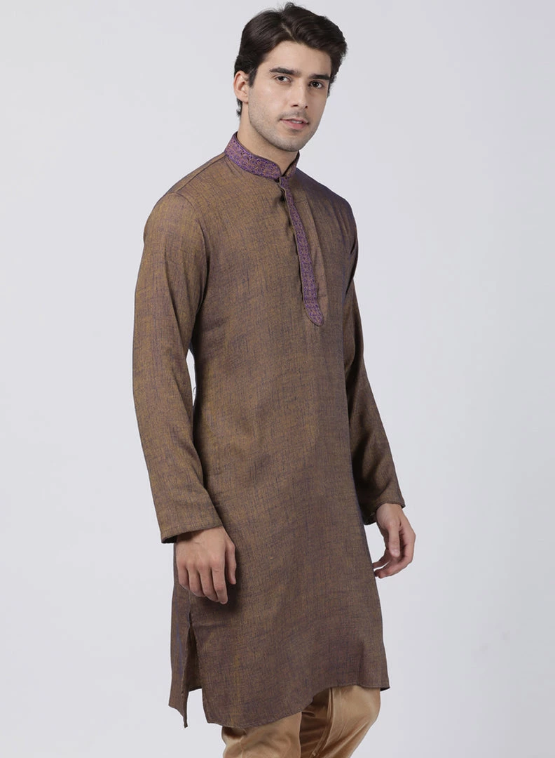 Vastramay Buy 1 Get 1 Men's Brown Cotton Blend Kurta 4 Vastramay Buy 1 Get 1 Men's Brown Cotton Blend Kurta