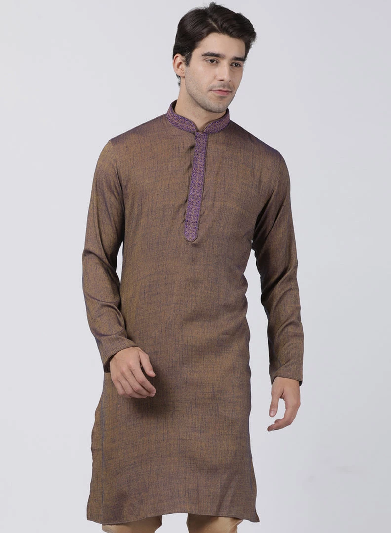 Vastramay Buy 1 Get 1 Men's Brown Cotton Blend Kurta 3 Vastramay Buy 1 Get 1 Men's Brown Cotton Blend Kurta