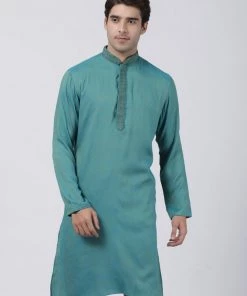 Vastramay Buy 1 Get 1 Men's Green Cotton Blend Kurta