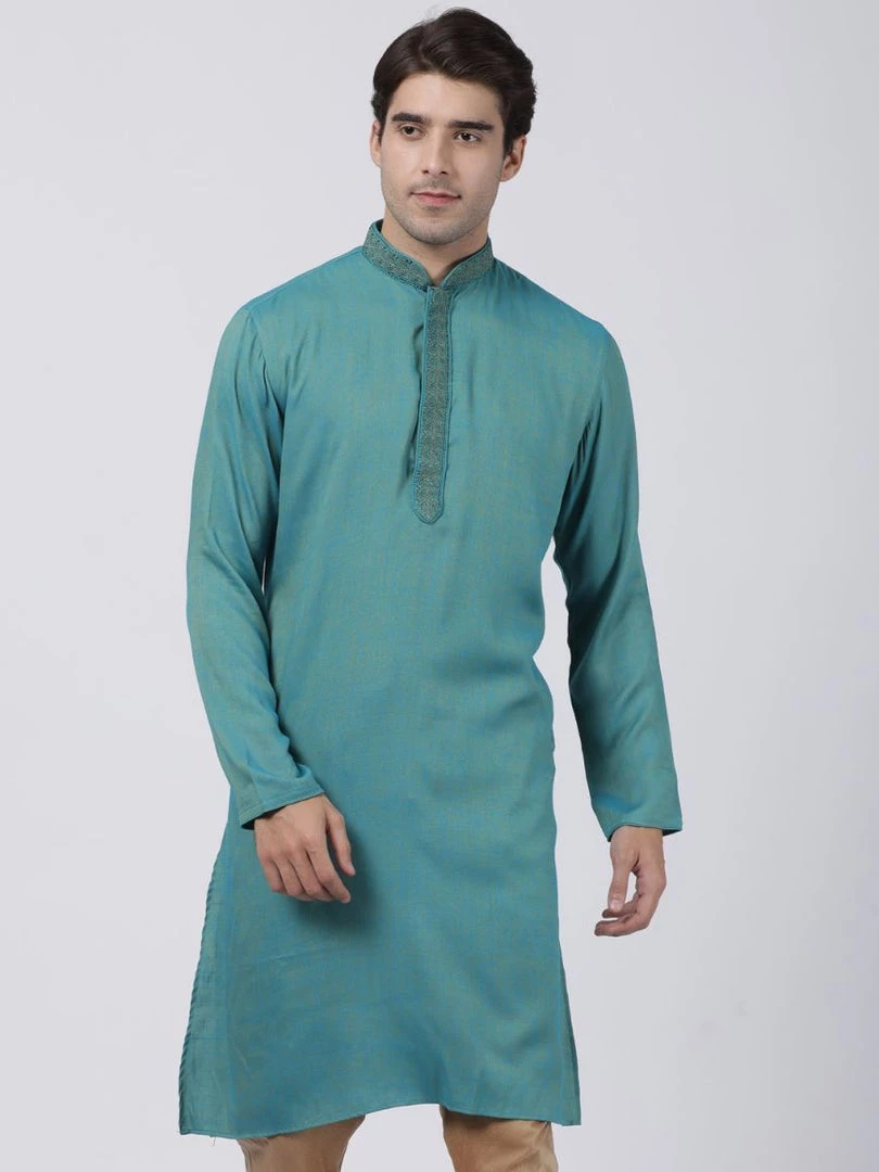 Vastramay Buy 1 Get 1 Men's Green Cotton Blend Kurta 3 Vastramay Buy 1 Get 1 Men's Green Cotton Blend Kurta