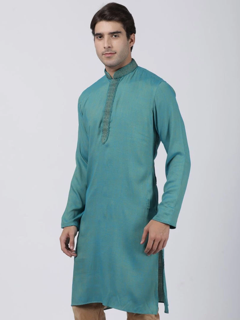 Vastramay Buy 1 Get 1 Men's Green Cotton Blend Kurta 4 Vastramay Buy 1 Get 1 Men's Green Cotton Blend Kurta