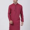 Vastramay Men's Purple Cotton Blend Kurta