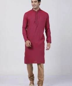 Vastramay Men's Purple Cotton Blend Kurta 12 Vastramay Men's Purple Cotton Blend Kurta