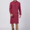 VASTRAMAY Men's Purple Cotton Blend Kurta And Churidar Set Kurta Sets
