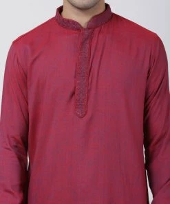 VASTRAMAY Men's Purple Cotton Blend Kurta And Churidar Set Kurta Sets 10 VASTRAMAY Men's Purple Cotton Blend Kurta And Churidar Set Kurta Sets