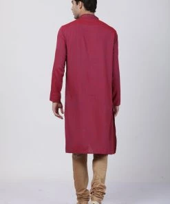 VASTRAMAY Men's Purple Cotton Blend Kurta And Churidar Set Kurta Sets 11 VASTRAMAY Men's Purple Cotton Blend Kurta And Churidar Set Kurta Sets