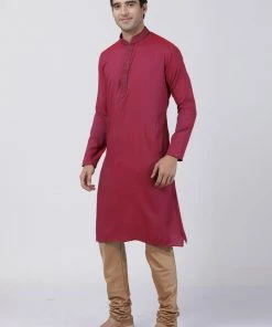 VASTRAMAY Men's Purple Cotton Blend Kurta And Churidar Set Kurta Sets 9 VASTRAMAY Men's Purple Cotton Blend Kurta And Churidar Set Kurta Sets