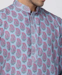 Vastramay Men's Grey Cotton Blend Kurta And Churidar Set 10 Vastramay Men's Grey Cotton Blend Kurta And Churidar Set