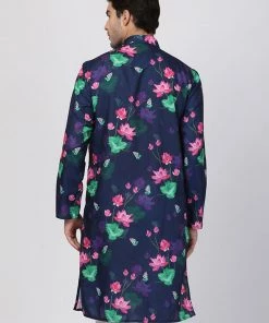 Vastramay Men's Blue Cotton Blend Kurta Buy 1 Get 1