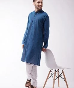 VASTRAMAY Men's Blue Pure Cotton Kurta 12 VASTRAMAY Men's Blue Pure Cotton Kurta