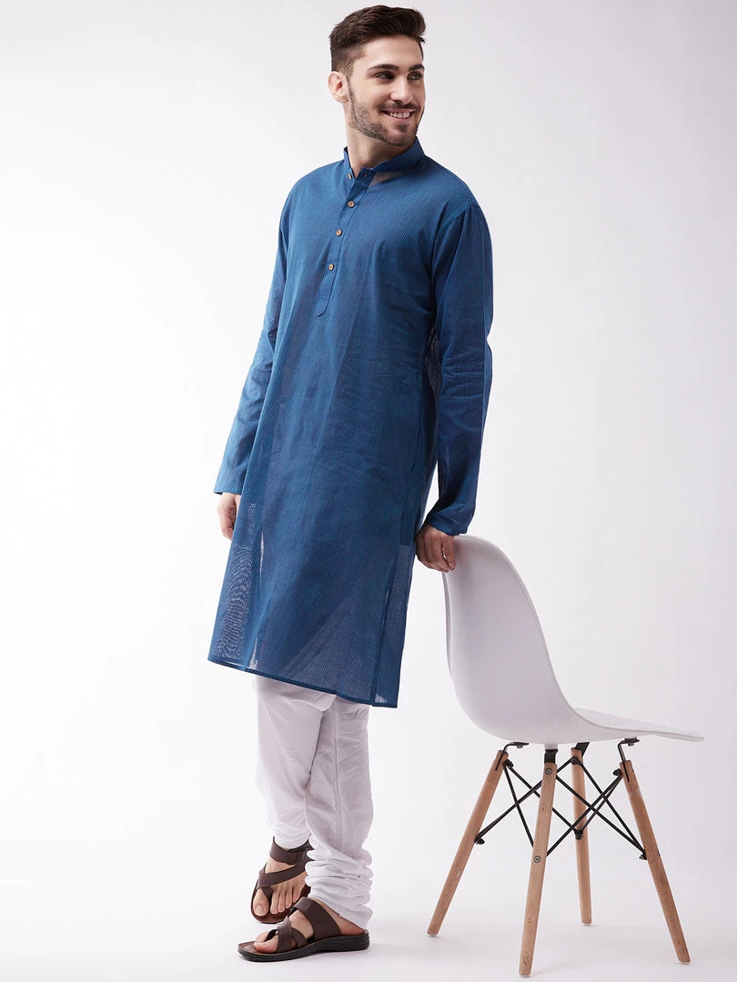 VASTRAMAY Men's Blue Pure Cotton Kurta 7 VASTRAMAY Men's Blue Pure Cotton Kurta