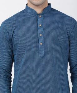 Vastramay Men's Blue Pure Cotton Kurta And Pyjama Set