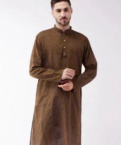 VASTRAMAY Men's Coffee Brown Pure Cotton Kurta