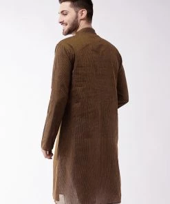 VASTRAMAY Men's Coffee Brown Pure Cotton Kurta