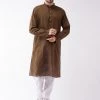 Vastramay Men's Coffee Brown Pure Cotton Kurta And Pyjama Set 1 Vastramay Men's Coffee Brown Pure Cotton Kurta And Pyjama Set