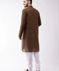 Vastramay Men's Coffee Brown Pure Cotton Kurta And Pyjama Set 11 Vastramay Men's Coffee Brown Pure Cotton Kurta And Pyjama Set