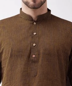 Vastramay Men's Coffee Brown Pure Cotton Kurta And Pyjama Set 12 Vastramay Men's Coffee Brown Pure Cotton Kurta And Pyjama Set