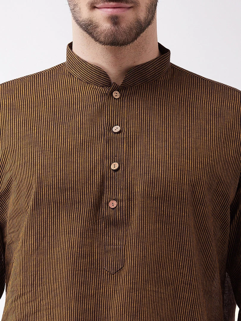 Vastramay Men's Coffee Brown Pure Cotton Kurta And Pyjama Set 6 Vastramay Men's Coffee Brown Pure Cotton Kurta And Pyjama Set