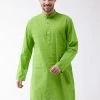 Vastramay Men's Green Pure Cotton Kurta