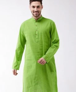 Vastramay Men's Green Pure Cotton Kurta