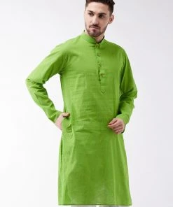 Vastramay Men's Green Pure Cotton Kurta