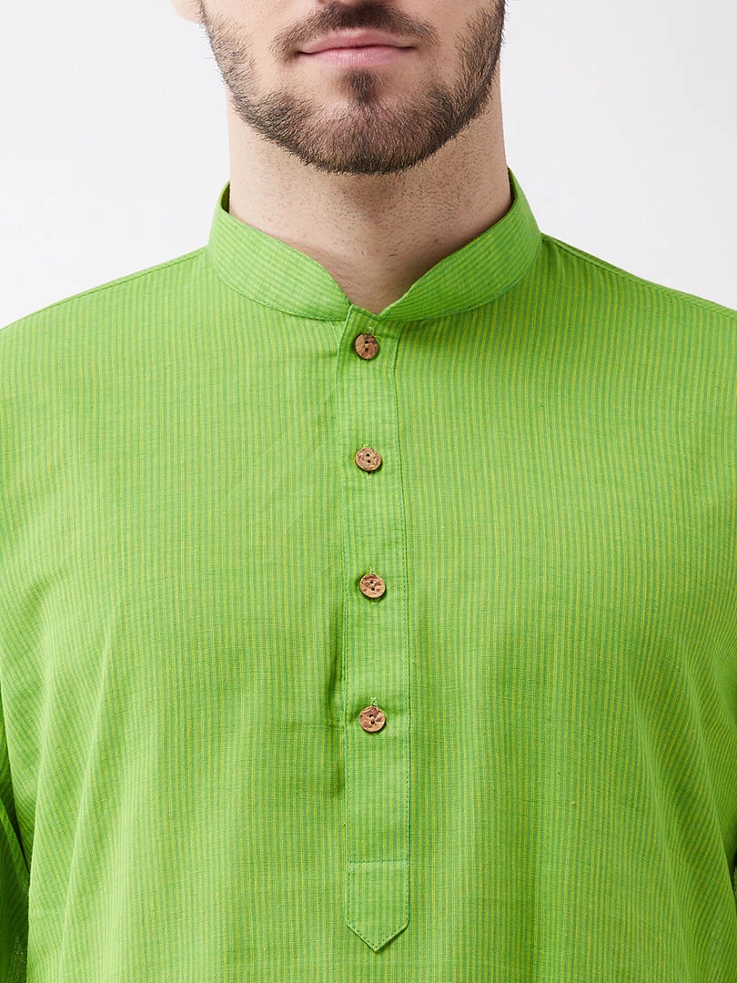 Vastramay Men's Green Pure Cotton Kurta And Churidar Set 6 Vastramay Men's Green Pure Cotton Kurta And Churidar Set
