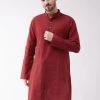 Vastramay Men's Maroon Pure Cotton Kurta