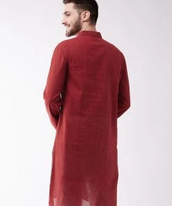 Vastramay Men's Maroon Pure Cotton Kurta 10 Vastramay Men's Maroon Pure Cotton Kurta