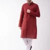 Vastramay Men's Maroon Pure Cotton Kurta And Pyjama Set 1 Vastramay Men's Maroon Pure Cotton Kurta And Pyjama Set