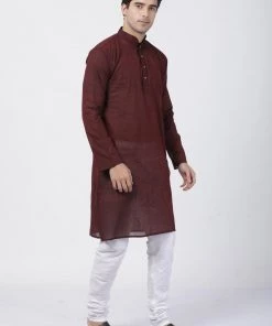 Rakhi SHVAAS By VASTRAMAY Men's Maroon Cotton Handloom Kurta With Pyjamas 16 Rakhi SHVAAS By VASTRAMAY Men's Maroon Cotton Handloom Kurta With Pyjamas