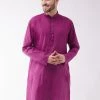 Vastramay Men's Purple Pure Cotton Kurta