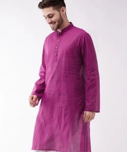 Vastramay Men's Purple Pure Cotton Kurta