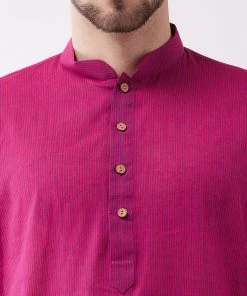 Vastramay Men's Purple Pure Cotton Kurta