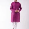 Vastramay Men's Purple Pure Cotton Kurta And Pyjama Set