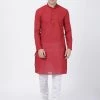 Vastramay Men's Red Pure Cotton Kurta And Pyjama Set