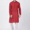 Vastramay Men's Red Pure Cotton Kurta And Pyjama Set