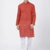 Vastramay Men's Orange Pure Cotton Kurta And Pyjama Set