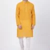 Vastramay Men's Yellow Pure Cotton Kurta And Pyjama Set