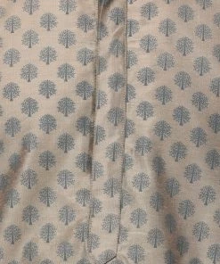 Vastramay Men's Beige Cotton Blend Kurta And Churidar Set