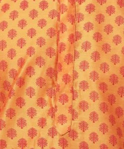 Vastramay Men's Orange Cotton Blend Kurta And Pyjama Set