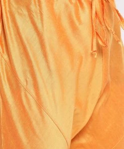 Vastramay Men's Orange Cotton Blend Kurta And Pyjama Set