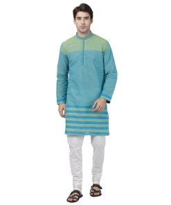Vastramay Buy 1 Get 1 Men's Blue Pure Cotton Kurta