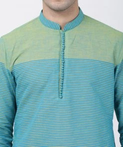 Vastramay Men's Blue Pure Cotton Kurta And Pyjama Set Buy 1 Get 1