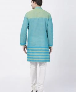 Vastramay Men's Blue Pure Cotton Kurta And Pyjama Set Buy 1 Get 1