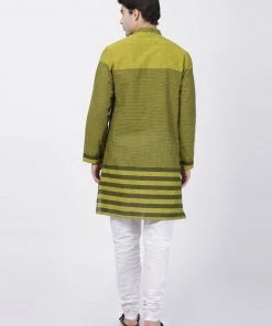 Vastramay Men's Green Pure Cotton Kurta And Pyjama Set