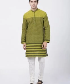 Vastramay Buy 1 Get 1 Men's Green Pure Cotton Kurta And Pyjama Set