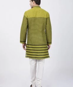 Vastramay Buy 1 Get 1 Men's Green Pure Cotton Kurta And Pyjama Set 10 Vastramay Buy 1 Get 1 Men's Green Pure Cotton Kurta And Pyjama Set