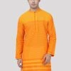 Vastramay Buy 1 Get 1 Men's Orange Pure Cotton Kurta