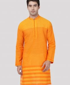 Vastramay Buy 1 Get 1 Men's Orange Pure Cotton Kurta