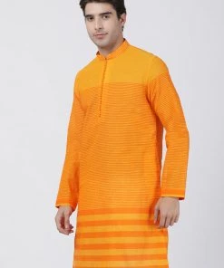 Vastramay Buy 1 Get 1 Men's Orange Pure Cotton Kurta